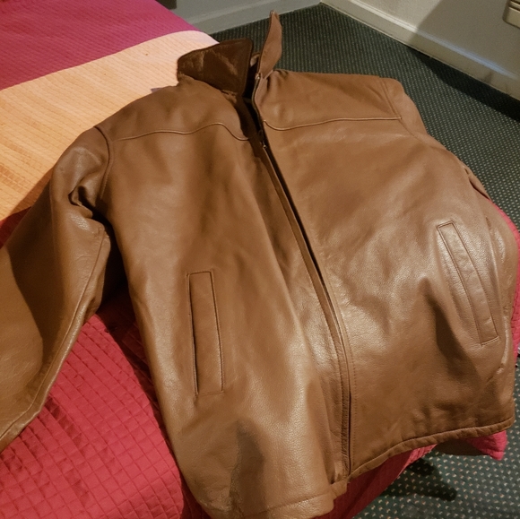 Mens Brown Genuine Leather Jacksr Size Medium - Picture 3 of 4